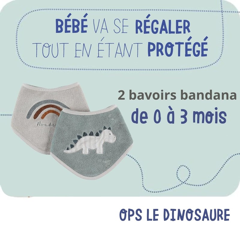 Noukie's - Pack of 2 Bandana Bibs - Dinosaur Stegi