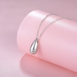 ACJFA 925 Sterling Silver Cremation Jewelry for Ashes Teardrop Keepsake Urn Pendant Necklace Memorial Jewelry for Women Gift