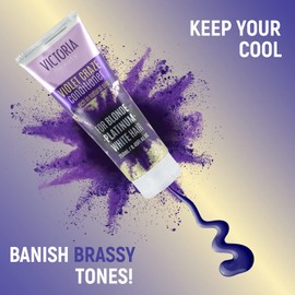 Victoria Beauty - Silver Tint Conditioner No Yellow, Silver Conditioner for Bleached Hair Against Yellow Tones, Purple Conditioner for Grey Hair, Anti-Yellow Tint Hair Conditioner with Purple