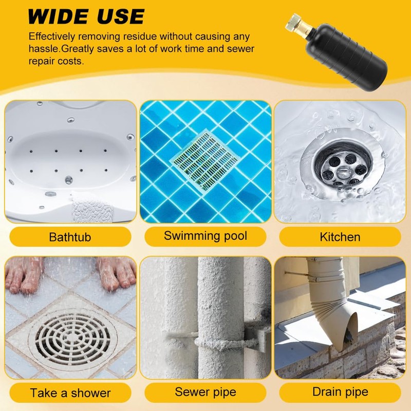 Drain Bladder, Rubber Drain Cleaning Bladder Fits 4" to 6"