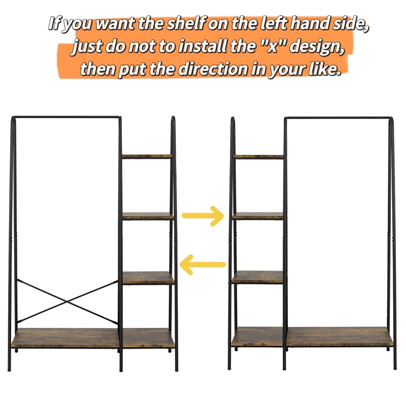 Finnhomy Rustic Clothes Rack, Clothing Rack for Hanging Clothes Heavy
