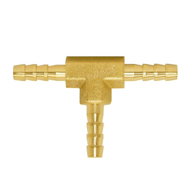 Joywayus Brass 1/8" Hose Barb, Tee 3 Way Union Pipe