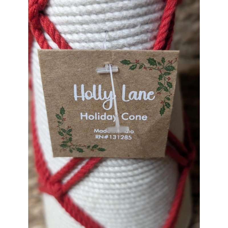 Holiday Lane Boho Festive Yarn Cone Christmas Tree Red White