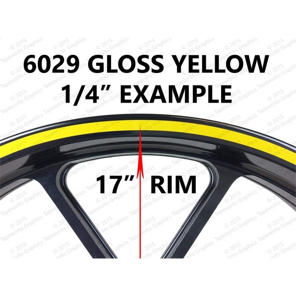 Tapeworks Yellow Vinyl 1/4" Wheel Rim Pin Stripes and Stripe