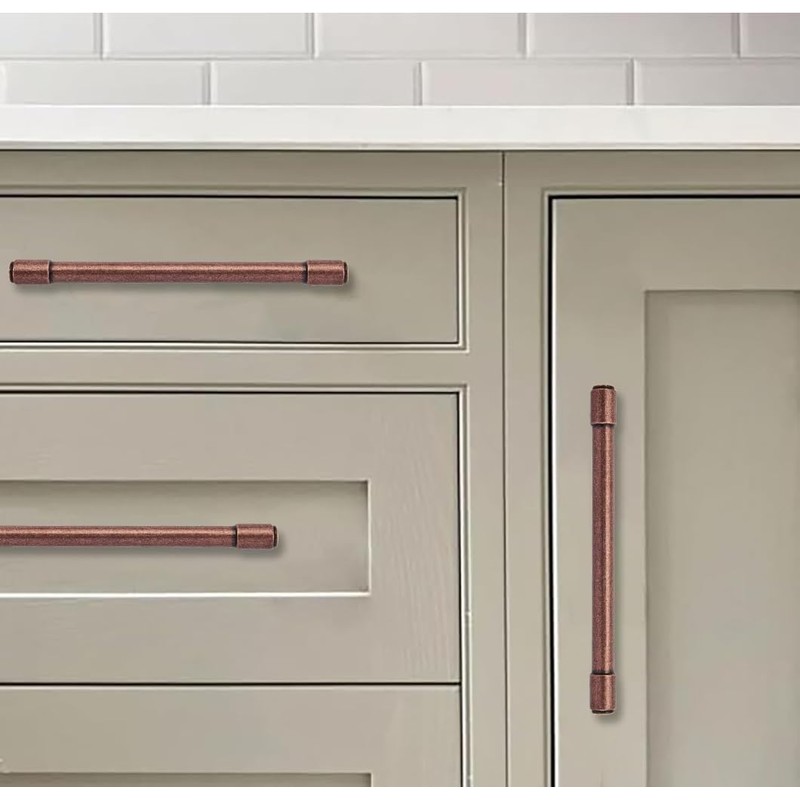 khtumeware 6 Pack 8 Inch(203mm) Vintage Antique Copper Cabinet Pulls
