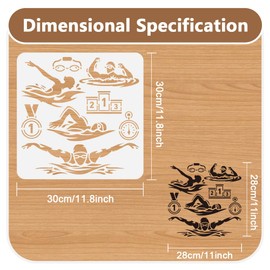 DOODLREAM 30 x 30cm Swimmer Swimming Wall Stencil Templates, Water Sports Reusable Plastic Stencils for Painting on Wood Floor Tile Fabric Glass Furniture, Exercise DIY Home Decor Template