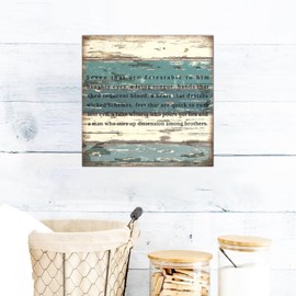 SILYHEART Seven That are Detestable to Him Haughty Eyes Wood Framed Signs Wooden Wall Sign Classic Lettering Quotes Wall Art Hanging Farmhouse Decoration Plaque for Home Family Bedroom 8x8in