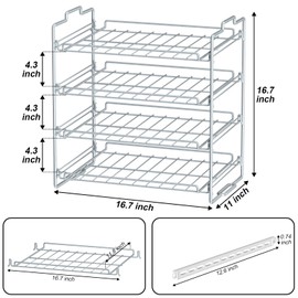 Sulishang 4 Tiers Stackable Can Rack Organizer, Wear-resistant Upgrade Beverage Food Can Dispenser Holder Holds up to 48 Cans for Kitchen Cabinet and Pantry (Silver)