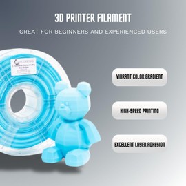 COOKIECAD Blue Ombre (Blue -> Pale Blue Rainbow Transition) PLA 3D Printer Filament 1.75mm 1kg
