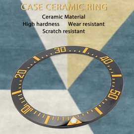 ZJchao Watch Bezel Insert, 40mm Ceramic Watch Bezel Ring Repair Replacement Accessory for Watchmaker (Gold Character Black Back)