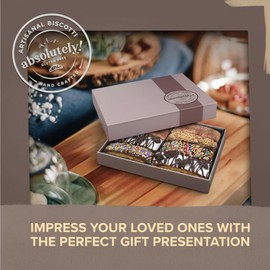 Absolutely Gluten Free Artisanal Chocolate Covered Biscotti Gift Box | Grain, Dairy, Gluten and Dye Free | Christmas and Newyear Holiday Gift | Mishloach Manot | Purim Gift | 8 Heavenly Chocolate Biscotti Cookies | Elegant Gift Box | Birthday | Gluten Free Care Package for Sympathy, Get Well Soon, College Student, Anniversary | Certified Kosher