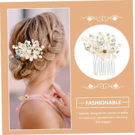 OHPHCALL Fashionable Wedding Bridal Rhinestone Tiara Pearl Side Comb Hair Accessory
