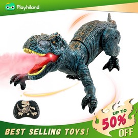 Remote Control Dinosaur Toys for Boys  girls Realistic T-Rex RC Walking Dino with Roaring, Spray, Light, Touch Sensing  with Three Type:_RC T-rex BLUE