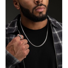 JoycuFF Silver Necklace for Men Hip Hop Cool Cuban Link Chains Fashion Funny Gifts for Husband Stainless Steel 10MM 26Inches Christmas Birthday Jewelry for Him