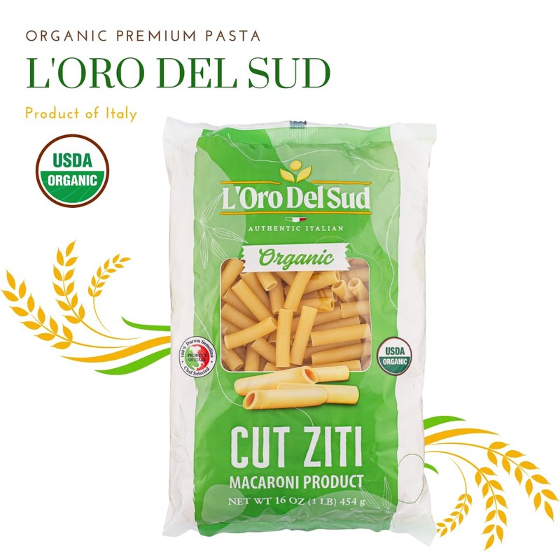 Organic Ziti Pasta,10 pack, 100% Durum Wheat Italian Pasta, Premium
