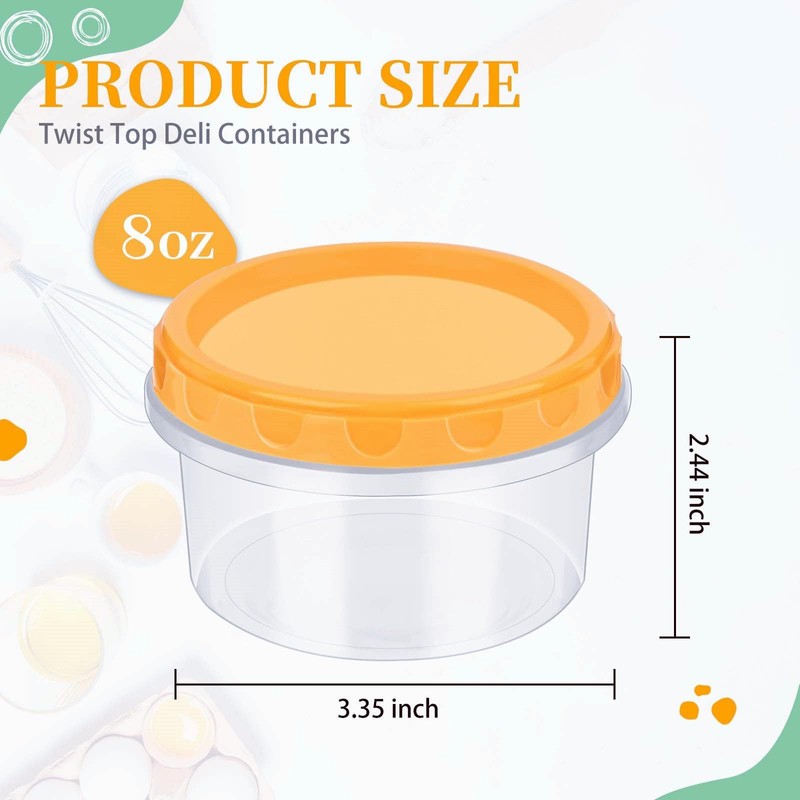 TOFLEN 8 oz Small Plastic Freezer Containers, 6 Pcs, Multicolor