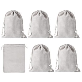 PATIKIL 9"x7" Coin Sacks Bag, 6 Pack Bank Coin Deposit Change Transit Bags Canvas Money Bag with Drawstring Gift Bag Style 1, White