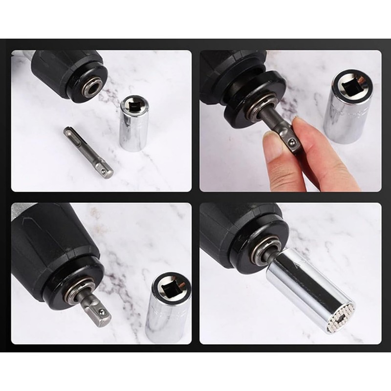 Shallho 4 Pieces Drill Socket Adapter Set, SDS Plus Socket