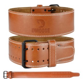 DMoose Lifting Belts for Men Genuine Leather for Men and Women, 4 Inch Wide, Adjustable Buckle, 5MM Thick for Weightlifting, Workout, Gym, Squat, Deadlift, Great Lower Back Support (Brown M)
