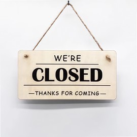 Tivleed Open Closed Sign for Shop, Two Sided Wooden Hanging Business Door Sign with Cord, 5.1in x 9.8in x 0.28in Thick Solid Wooden Vintage Style