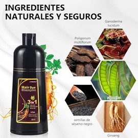 Cham pú Instant Hair Color para Ca bello,Cham pú para Teñir el Cabello, Ch ampú Tinte Instantáneo 3 En 1,Coloración a Base de Hierbas en Minutos para 
