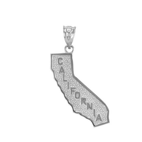 California Golden State Map Charm Pendant in 925 Sterling Silver