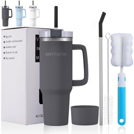 Vacuum Insulated Tumbler with Handle and Straw 40oz - Gray