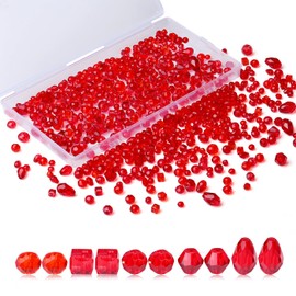 XIANNVXI 800pcs Faceted Red Glass Beads 4/6/8mm Red Beads,Crystal Beads Glass Beads for Crafting,Jewellery Beads Craft Beads,Bulk Glass Beads for Bracelet Making,Glass Beads for Vases