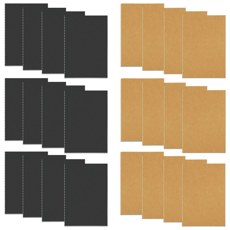 24 Pack A7Kraft Cover Notebooks Thick Blank Pages Softcover Mini