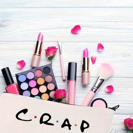 Vibrant Friends Theme Reusable Makeup Crap Bag - Cosmetic Bags with Water-Resistant Lining, Durable Zipper