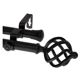Modern Twist Double Curtain Rod Size: 120" - 170" W, Finish: Black