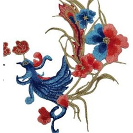 ULRICAR Phoenix Patch Sew On Embroidered Badge/Patch Embroidered Peony Flower Applique Phoenix Bird Motif Applique DIY Sewing Accessories for Bridal Clothing Bag Decoration 1 Pair, YFqy7