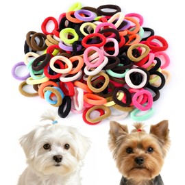 Taikula 500 Pcs Colorful Dog Hair Ties, 1 Inch Super Stretch Nylon Seamless Hair Bands for Small Dogs, Girl Puppies, Yorkies - Pet Grooming and Ponytail Accessories.