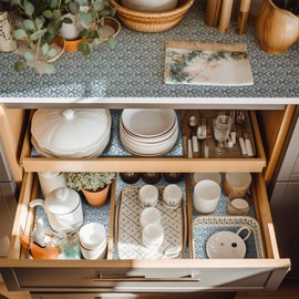 12" W x 240" L Floral Drawer and Shelf Liner for Cabinets, Non-Adhesive Strong Grip Non-Slip Flower Shelf Cabinet Kitchen Shelf Liners for Kitchen Cabinets