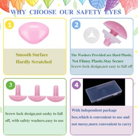 100Pcs Safety Noses and Washers for Amigurumi Crochet - Thalinfayi 15 * 20mm Pink Plastic Safety Nose Triangle Crochet Craft Nose for Amigurumi, Crafts, Crochet Doll DIY Making Supplies