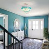 ElegLumi White Blue Capiz Shell Ceiling Light, Capiz Shell Chandeliers