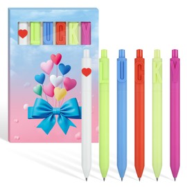 MIXVOVA Black Gel Pens, 6Pcs Retractable 0.5mm Fine Point Pens for Smooth Writing, Gift Set for Journaling, Note Taking, Office Supplies and Special Occasions (6Pcs-Lucky)