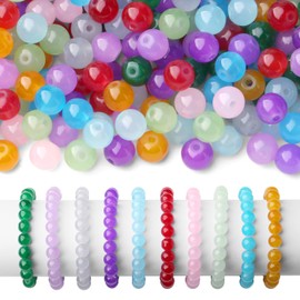 NUKAYAI 500Pcs Glass Beads for Bracelets,10 Colors 8mm Round Glass Crystal Beads for Jewelry Making Kits Earring Bracelet Necklaces and DIY Crafts for Beginners(Colorful)