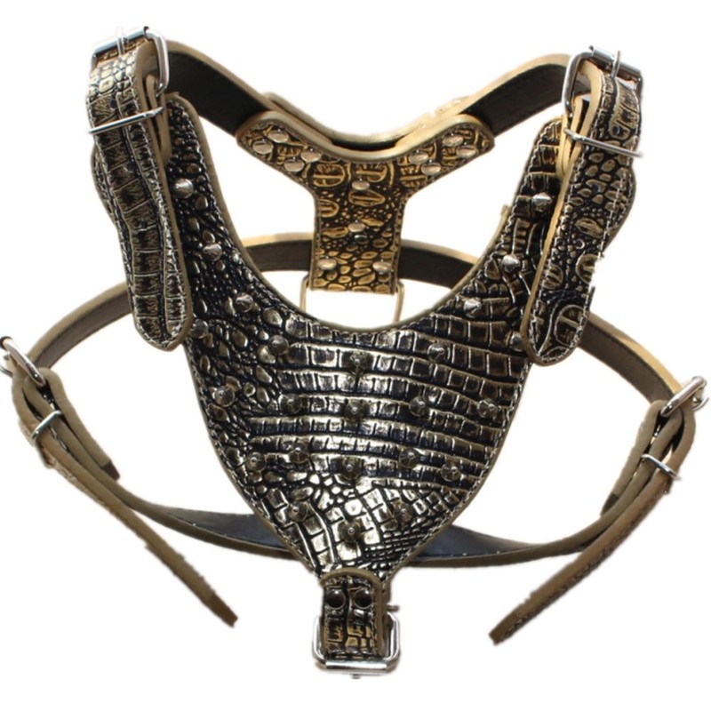 haoyueer Studded Leather Dog Collars Medium Large Dog Harness Matching