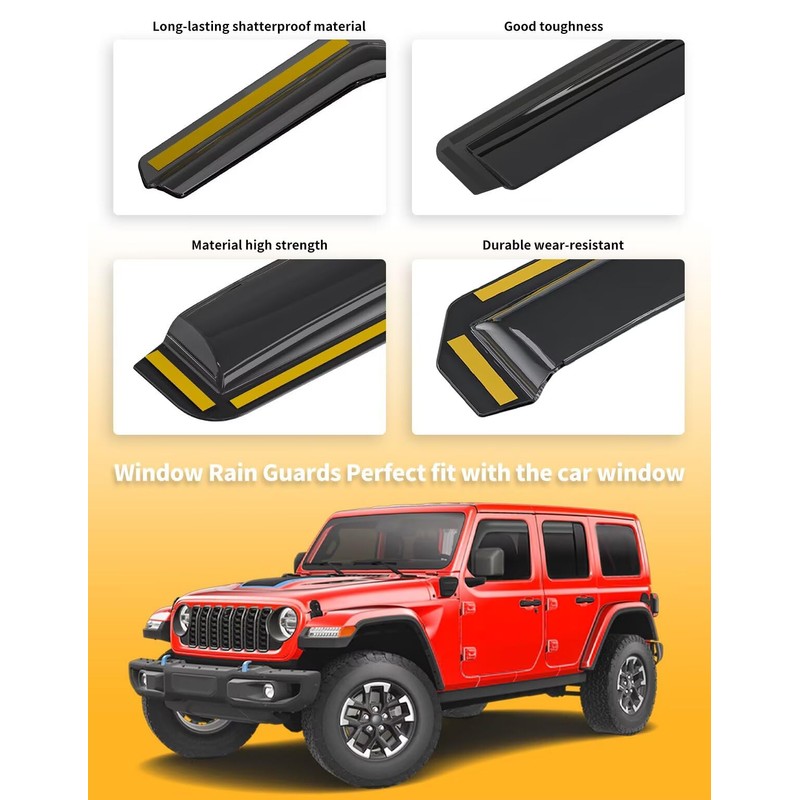 Window Rain Guards for Jeep Wrangler JL 2018-2026/Jeep Gladiator 2020-2026