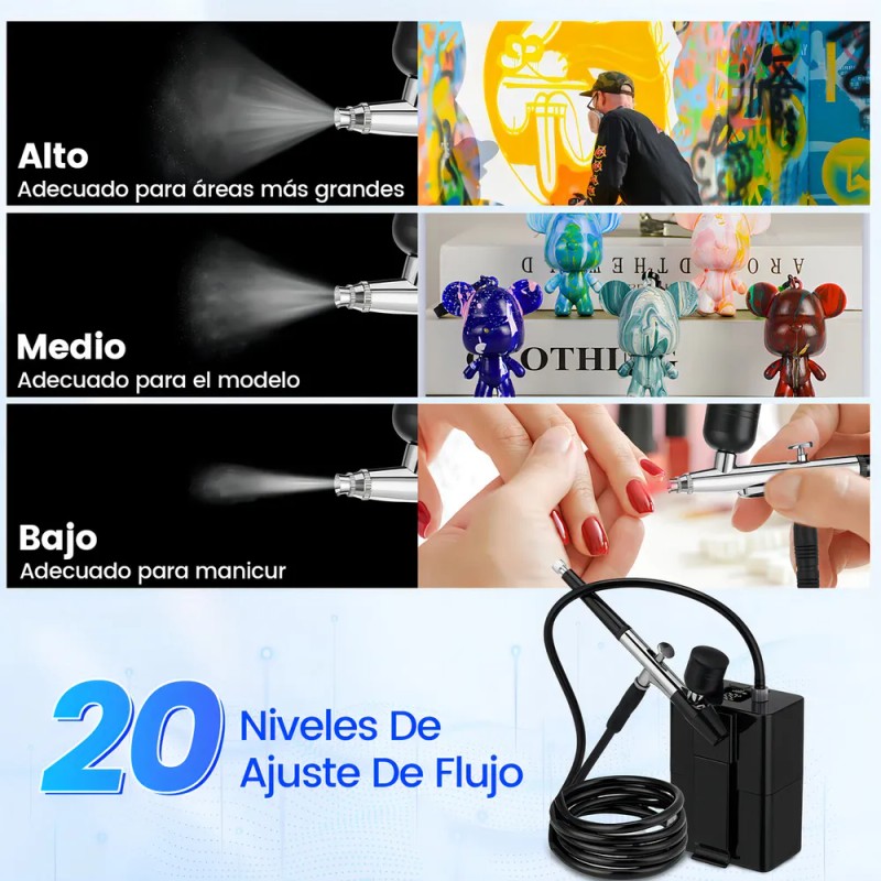 Kit Aerógrafo Doble Acción Multiuso Con Compresor Aire