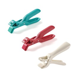 3 Kitchen Anti Scald Clip,Silicone Multi Purpose Tongs Anti-Skid Clamp,Safely Handle Hot Plates,Hot Plate Gripper Tong for Bowls Pizza Pans Air Fryer Food Steamer Oven Microwave Oven (Blue Red White)