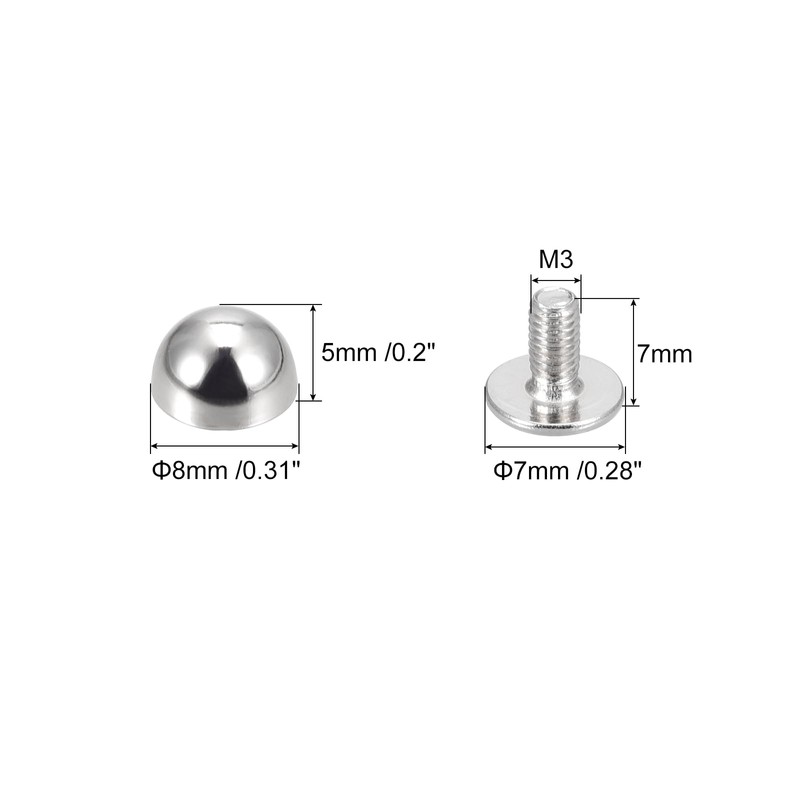sourcing map Screw Back Rivets, 12 Sets 8x5mm Round Studs