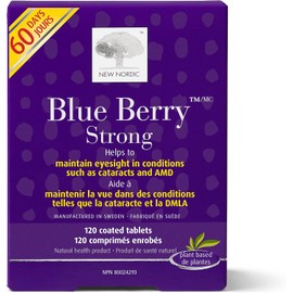 New Nordic Blue Berry Strong - Eye Support Supplement with Bilberry & Lutein - Improves Macular Pigmentation Levels - Non-GMO, Gluten-Free & Dairy-Free - 120 Vegan Tablets
