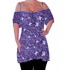 Eyecatch Womens Off The Shoulder Strappy Cami Vest Ladies Tunic Blouse Cold Shoulder Swing Top Purple (26-28)