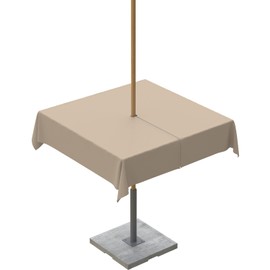 QueenKer Light Khaki Outdoor Tablecloth with Umbrella Hole and Zipper, Solid Color Table Cover for Square Tables Waterproof Tabletop Collection for Patio, Garden, Picnic, Camping 54 x 54 inch