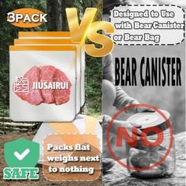 JIUSAIRUI Odor Proof Bear Bags for Food Backpacking: 3Pack Reusable Bear Proof Food Storage Designed to Use with Bear Canister for Backpacking fit Camping Hiking Water Sports