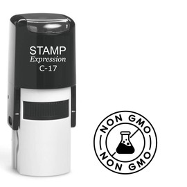 stampexpression - Non-GMO Circle with Chemistry Beaker Self Inking Rubber Stamp - Black Ink (A-63321)