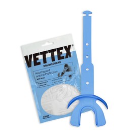 Vettex Double-Guard Adult-Size Mouthguard with Lip Protection, Adjustable Strap & Airflow (10 Mouth Guards, Columbia Blue 25CB) - High School and College Football & Contact Sports - Safe for Braces