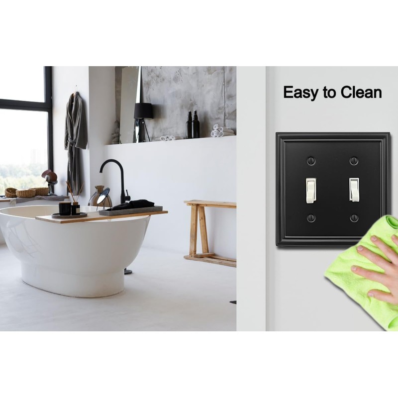 OKAWYC Double Toggle Light Switch Cover Luca Metal Wall Plate,